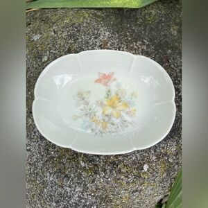 Vintage Floral Oval Ceramic Dish